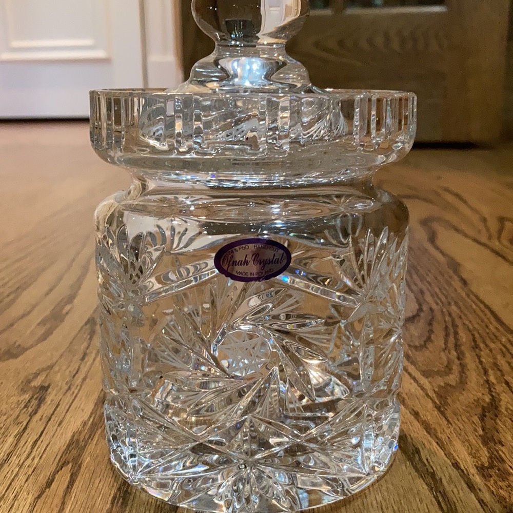 Vintage OFNAH hand cut lead crystal biscuit jar